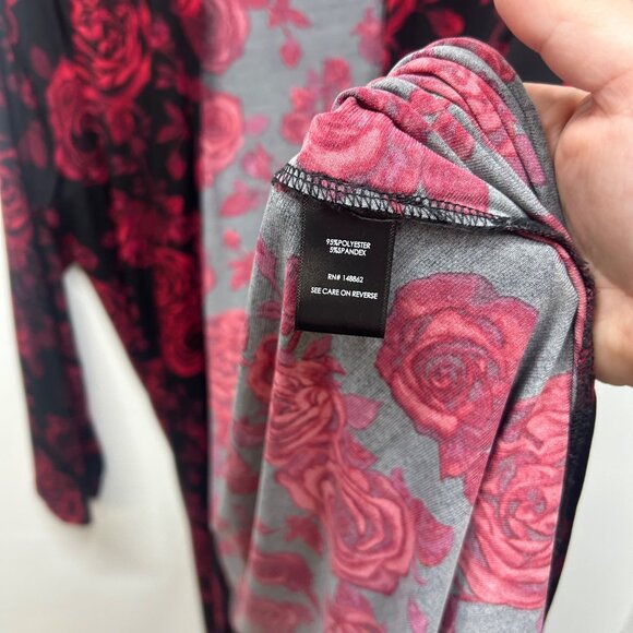 Torrid black red floral long line cardigan whimsigoth vamp 3x - Picture 4 of 8
